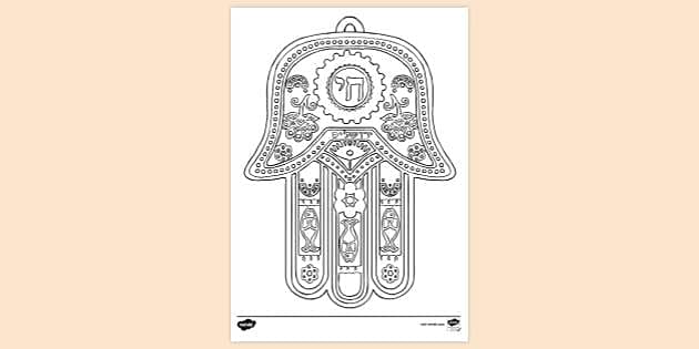 Hamsa colouring page teacher made