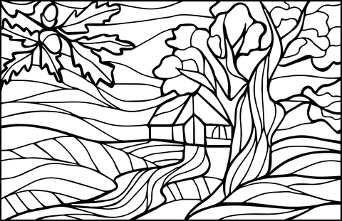 Oak stained glass coloring page free printable coloring pages