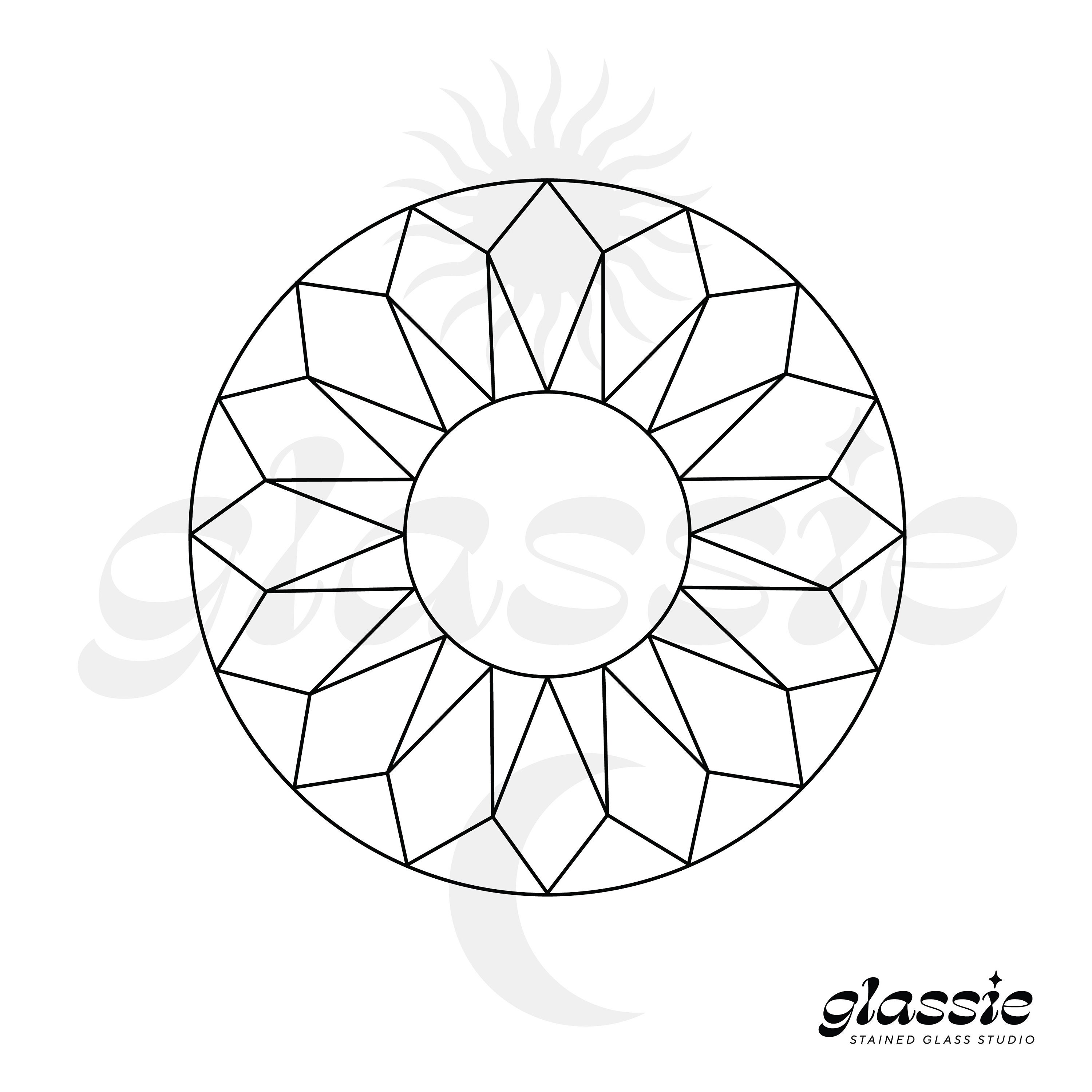 Sunburst mandala stained glass pattern digital file pdf and jpg digital download simple stained glass pattern
