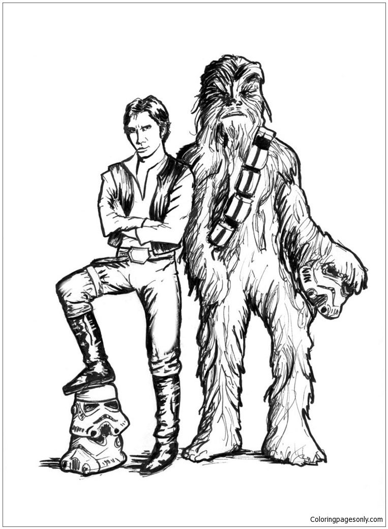 Han solo and chewbacca coloring pages