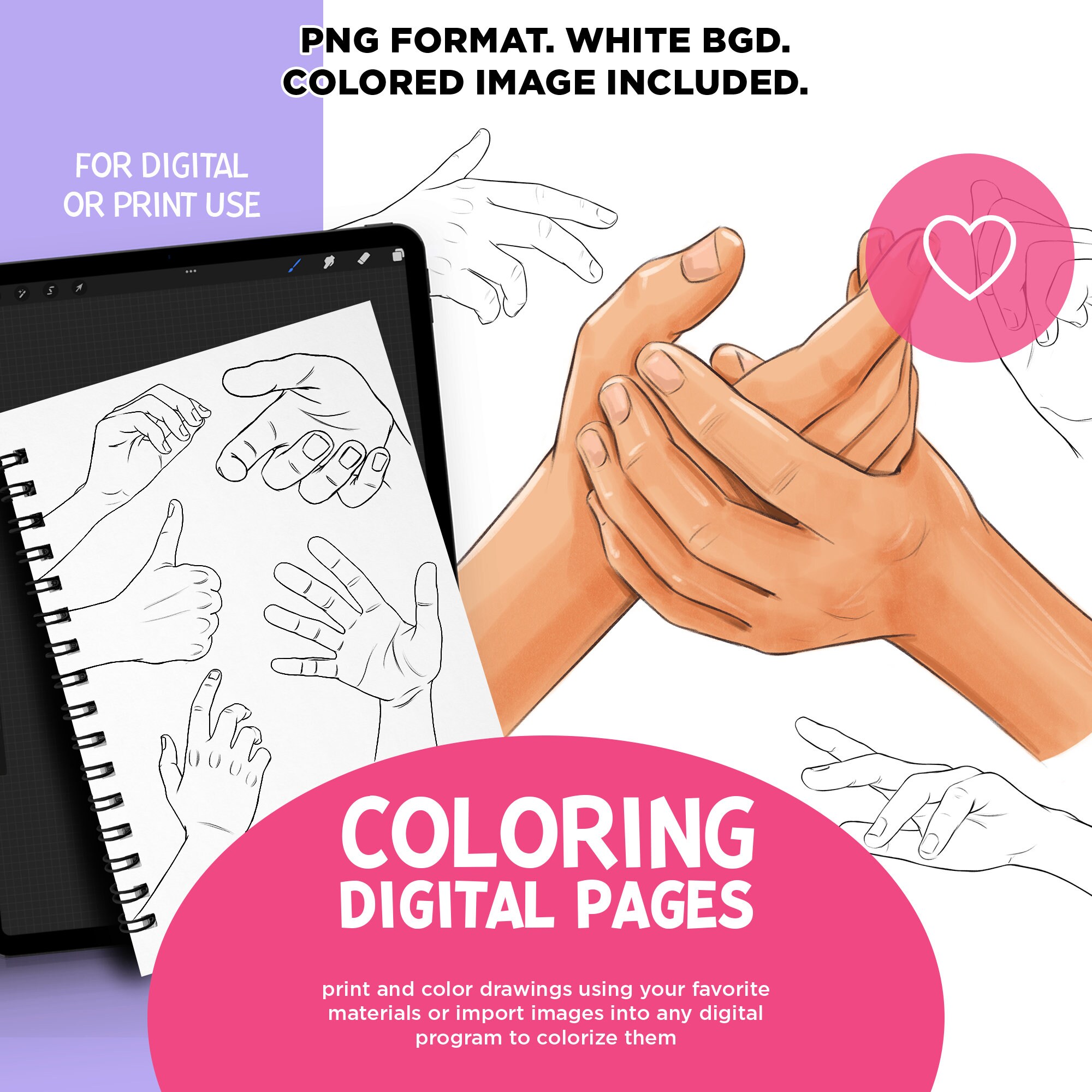 Hand coloring book coloring pages coloring book procreate coloring hand templates procreate stamp digital coloring png arms svg