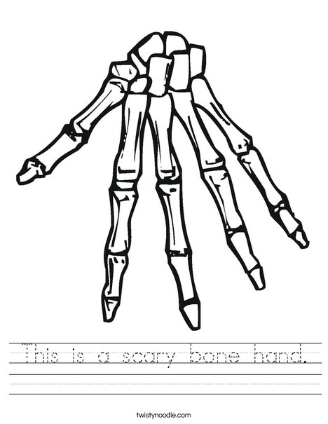 This is a scary bone hand worksheet