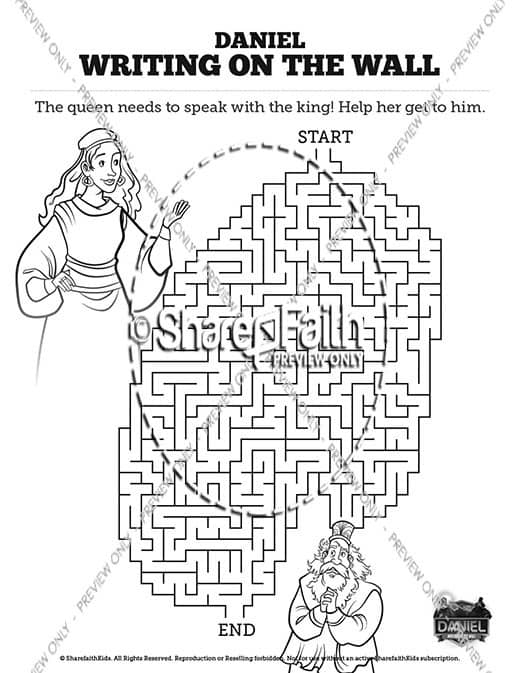 Daniel writing on the wall sunday school coloring pages â
