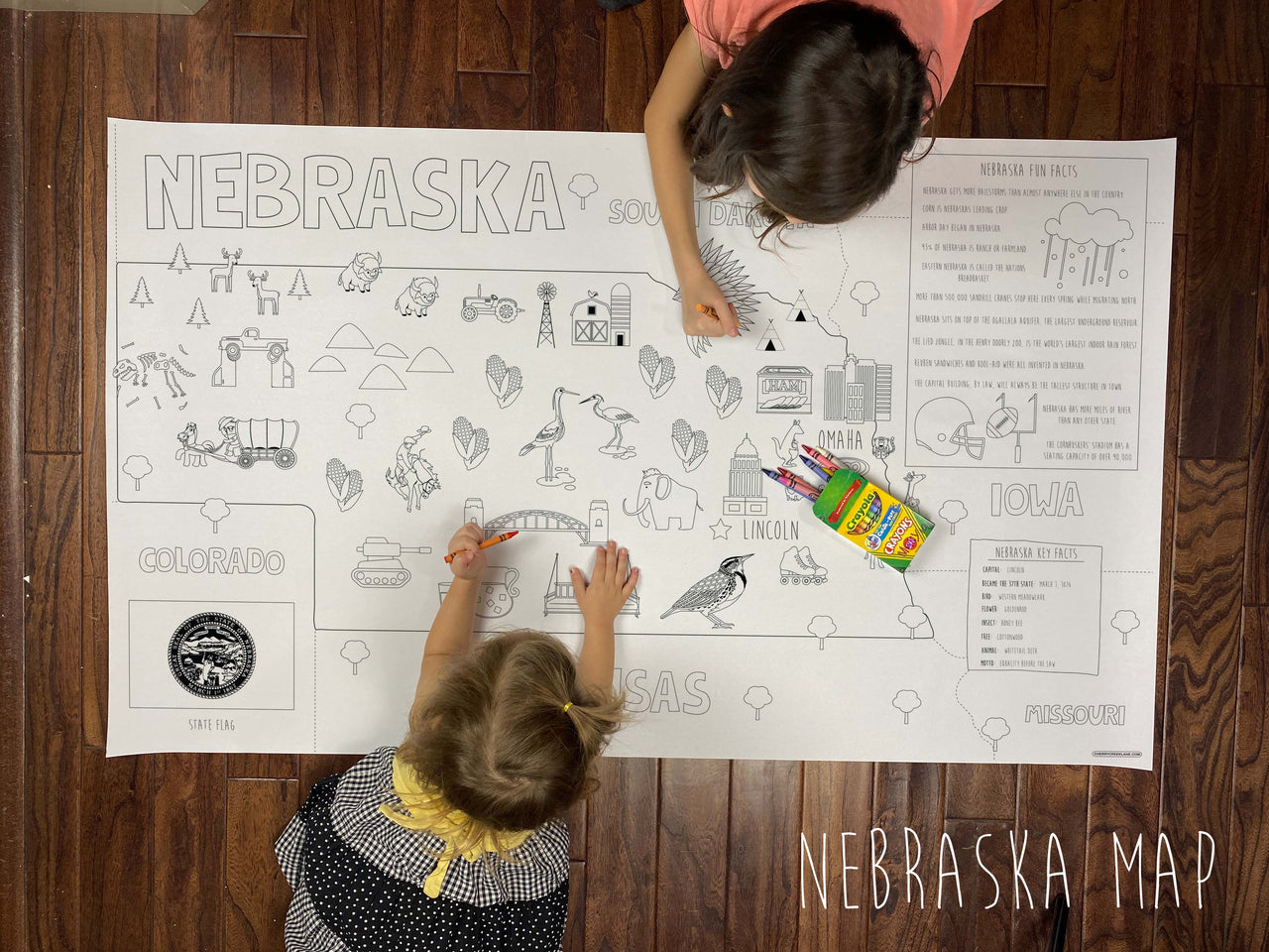 Nebraska state map coloring sheet â