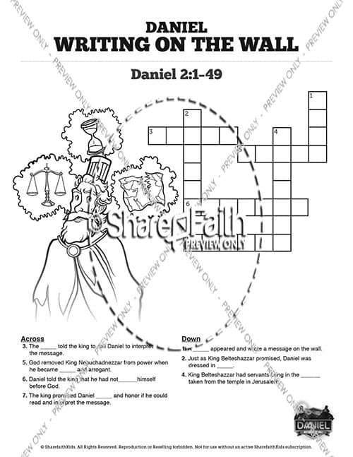 Daniel writing on the wall sunday school crossword puzzles â