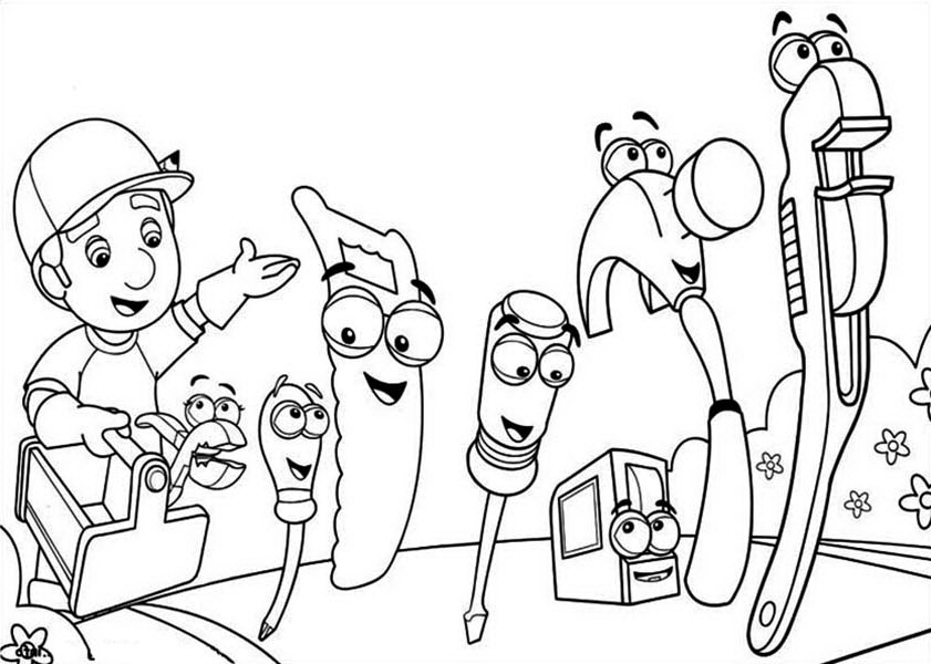 Coloring pages manny garcia and friends handy manny coloring page