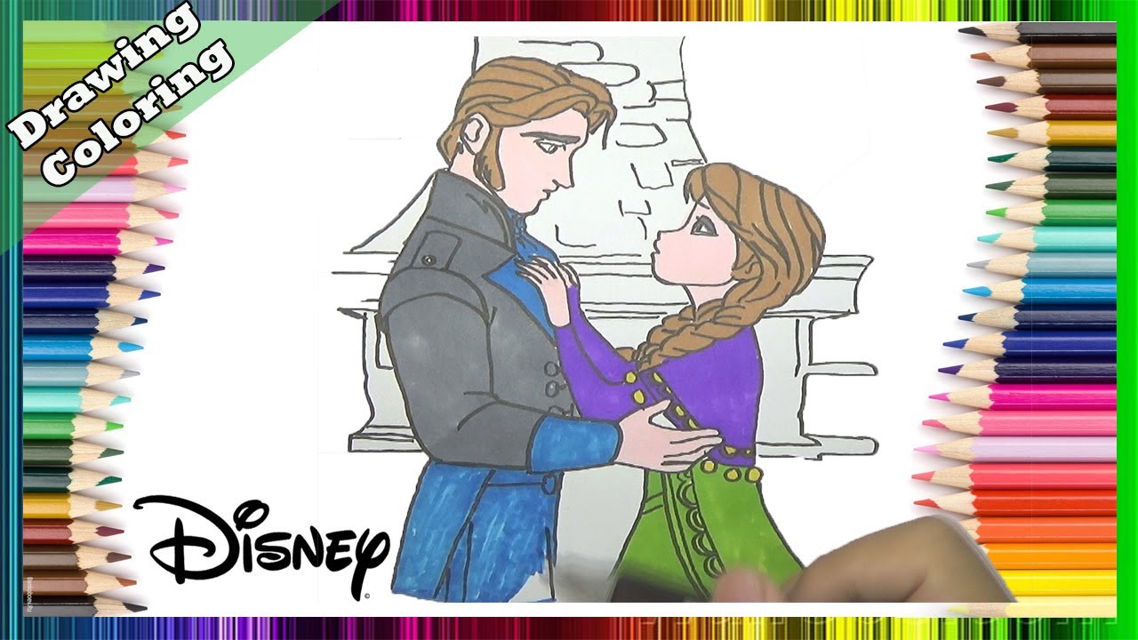 How to draw and color frozen hans doesnt kiss anna to save her disney coloring pages