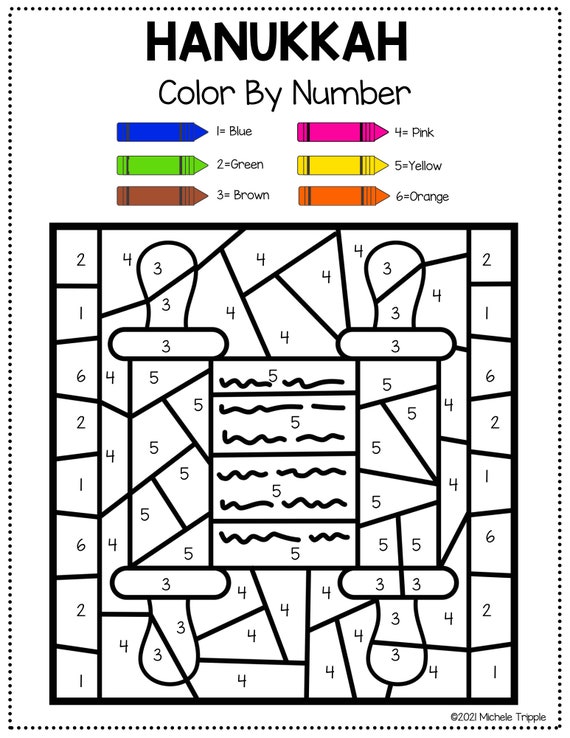Hanukkah coloring pages color by number hanukah themed coloring guide for kids