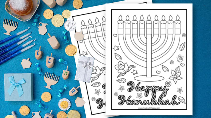 Happy hanukkah coloring pages