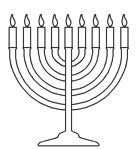 Hanukkah menorah picture coloring page