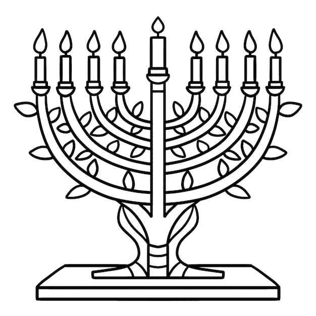 Premium vector hanukkah menorah isolated coloring page for kids