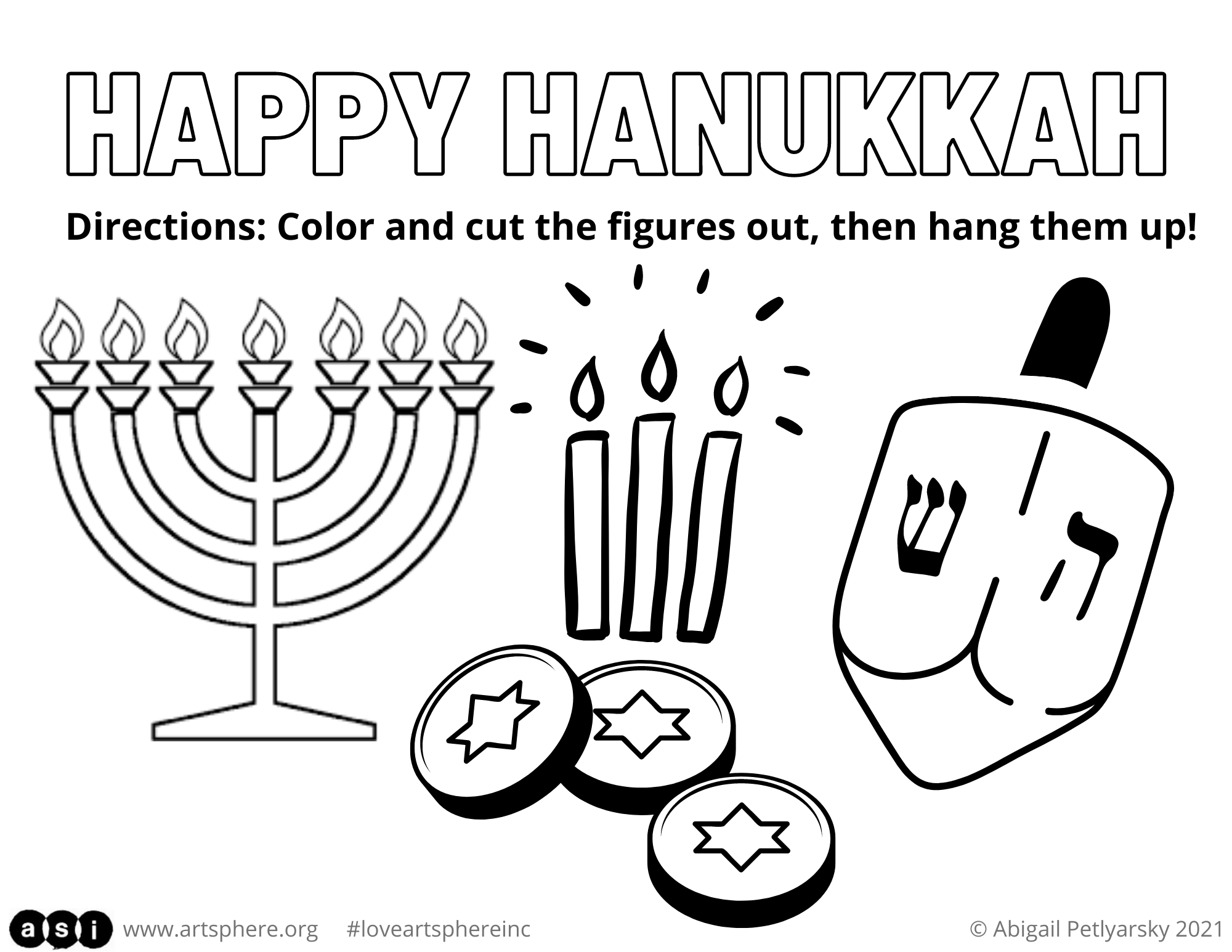 Hanukkah coloring activity art sphere inc