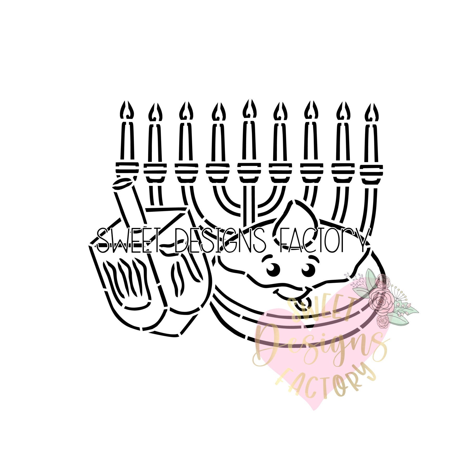 Hanukkah pyo cookie stencil h