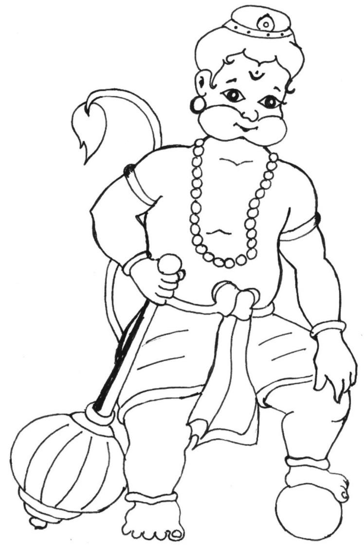Bal hanuman coloring printable page for kids