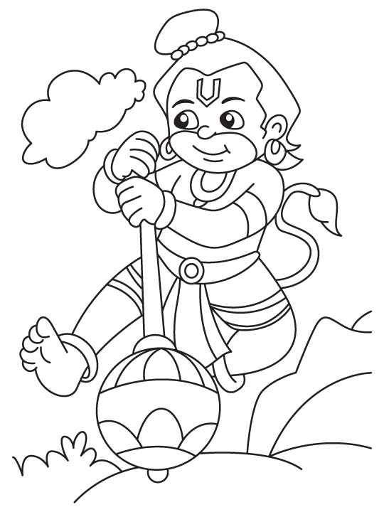 Hanuman ji in cloud coloring page download free hanuman ji in cloud coloring page for kids best coloring pages
