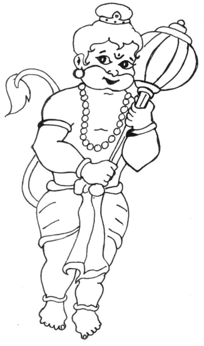 Bal hanuman coloring printable page for kids