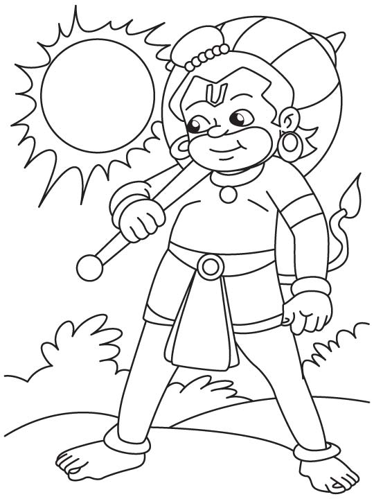 Lord hanuman with sun coloring page download free lord hanuman with sun coloring page for kids best coloring pages