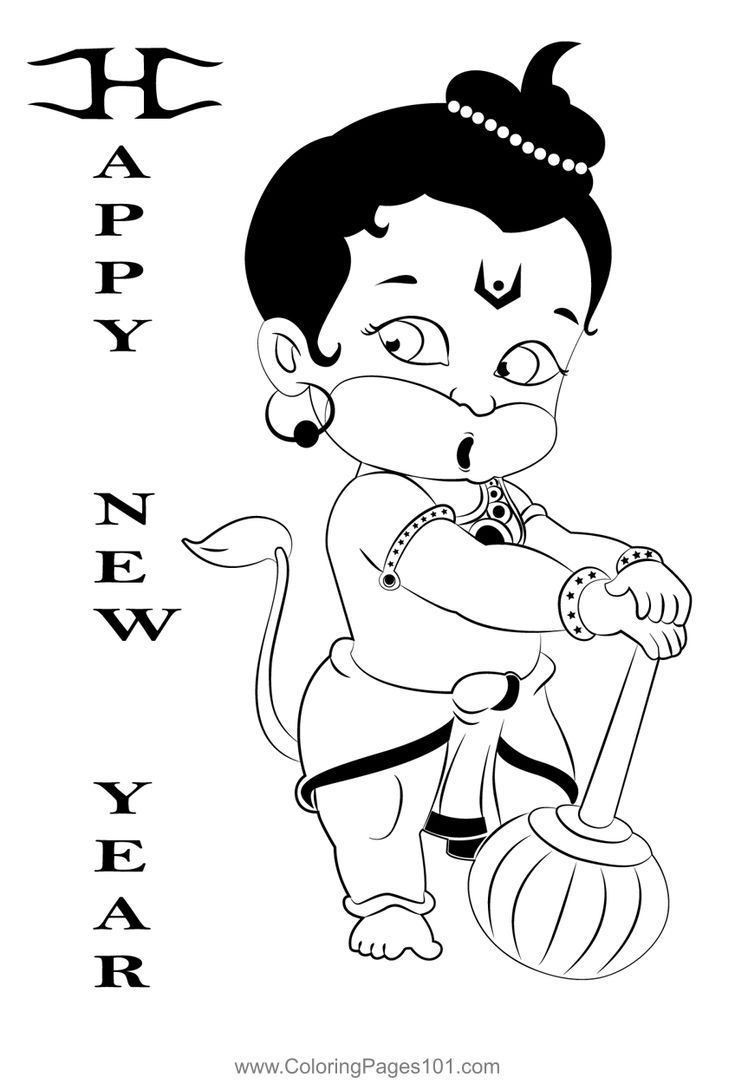 Happy new year hanuman coloring page new year coloring pages coloring pages coloring pages for kids