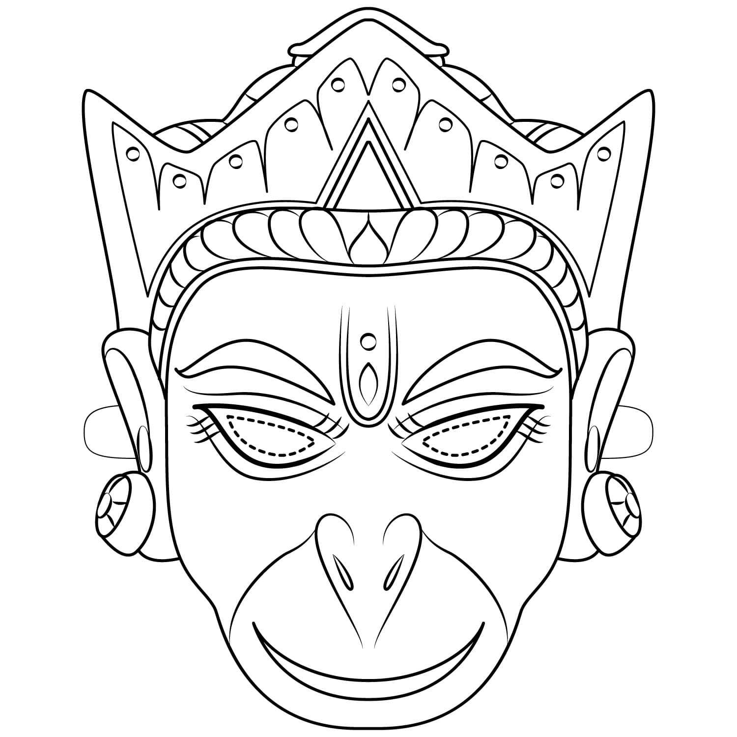 Hanuman mask coloring page