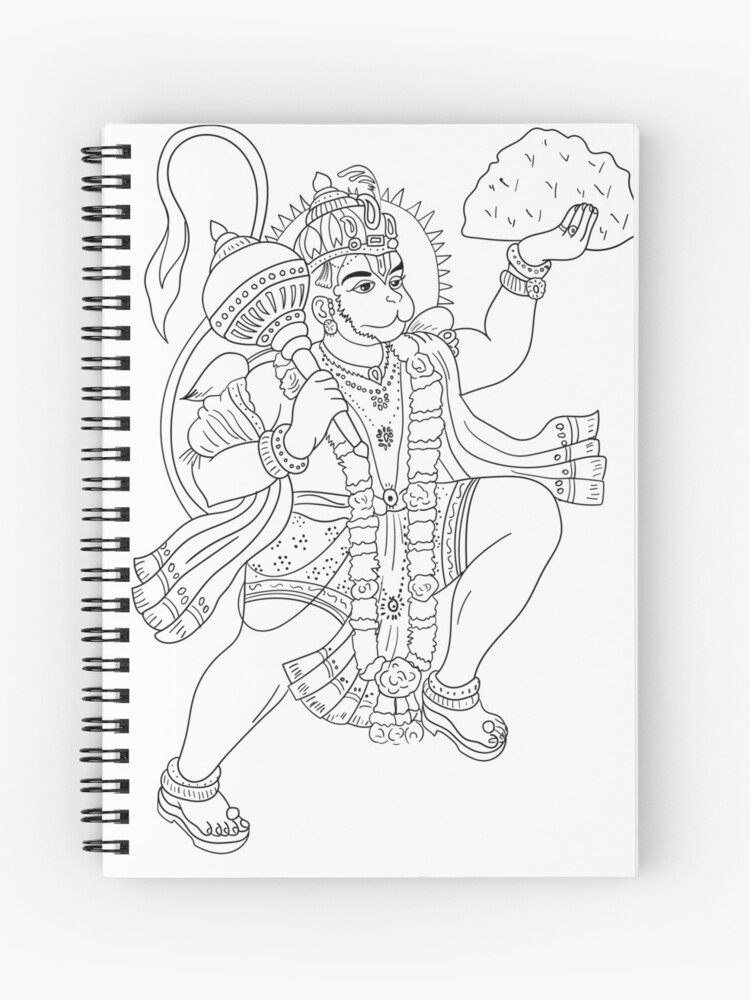 Lord hanuman coloring spiral notebook for sale by coloringforyou