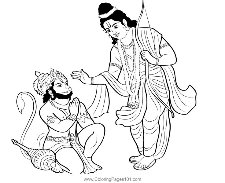 Rama give bless to hanuman colorg page easy cartoon drawgs colorg pages hanuman