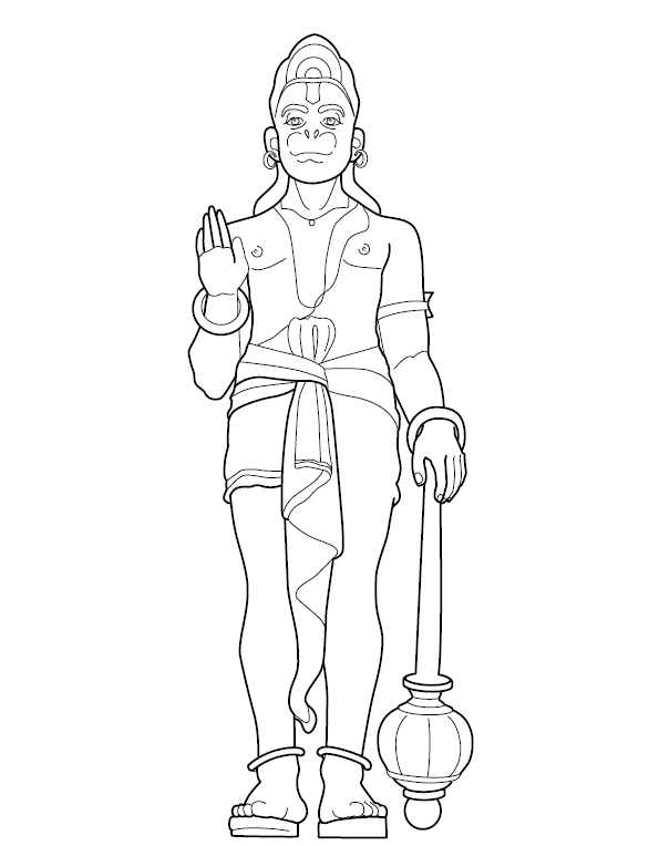 Lord hanuman colouring picture free colouring book for children â monkey pen store