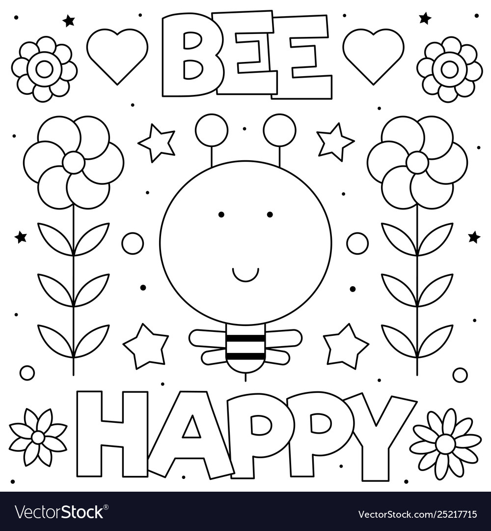 Bee happy coloring page royalty free vector image