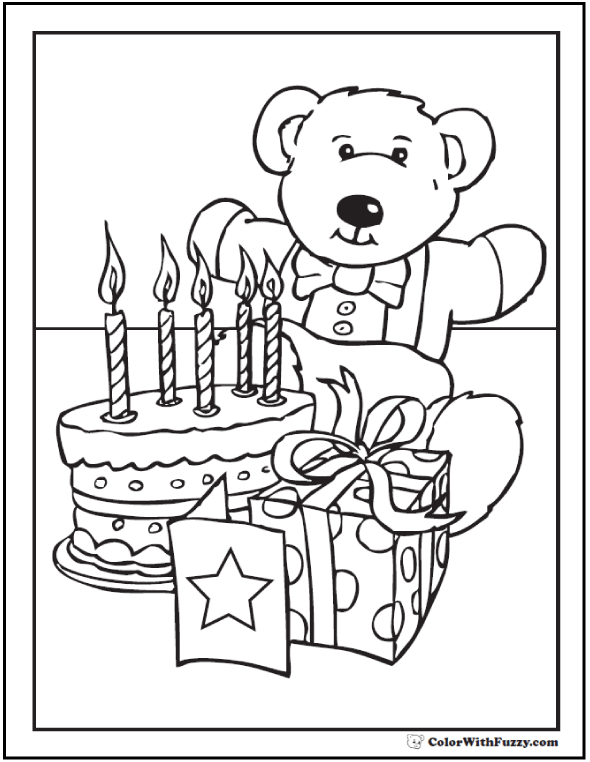 Birthday cake coloring pages â customizable ad