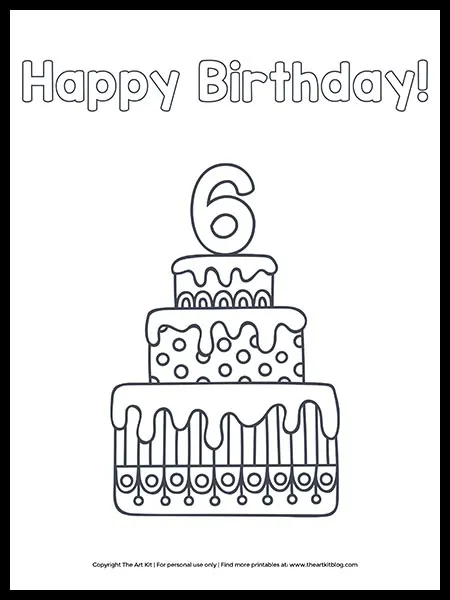 Free printable happy th birthday cake coloring page â the art kit