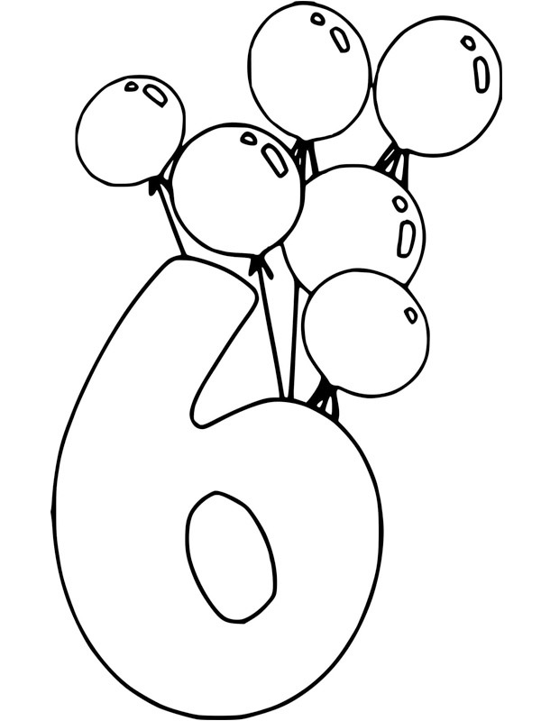 Sixth birthday coloring page