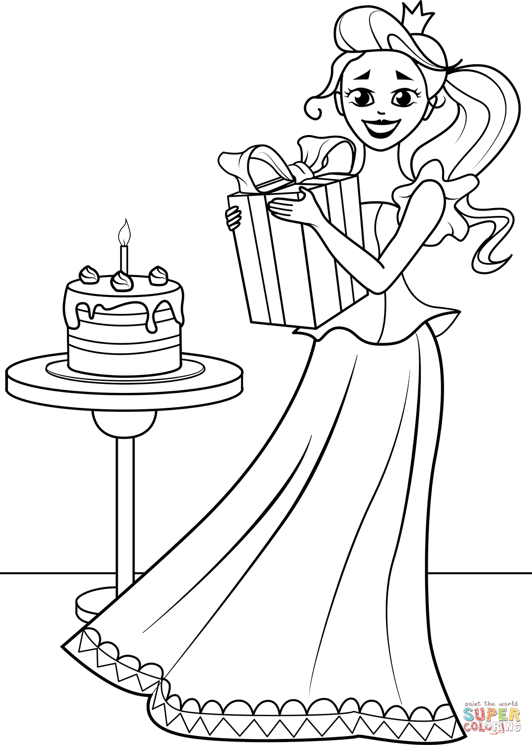 Happy birthday princess coloring page free printable coloring pages