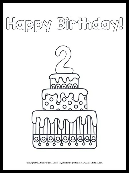 Free download happy th birthday cake coloring page â the art kit