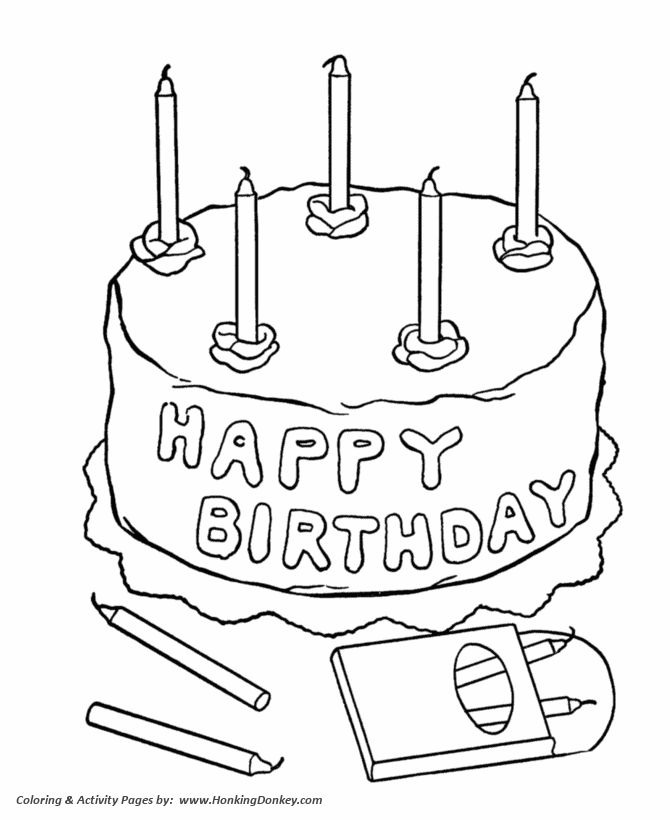 Birthday coloring pages free printable kids happy birthday cake coloring activity pages for pre