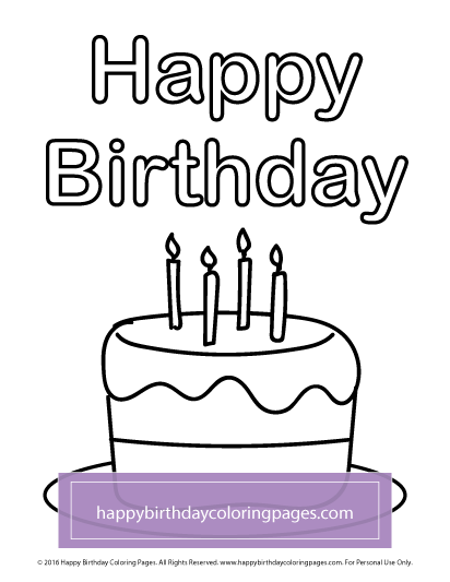 Hy birthday cake coloring page