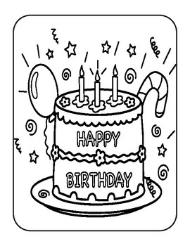 Happy cake birthday coloring book for kids birthday cake coloring book