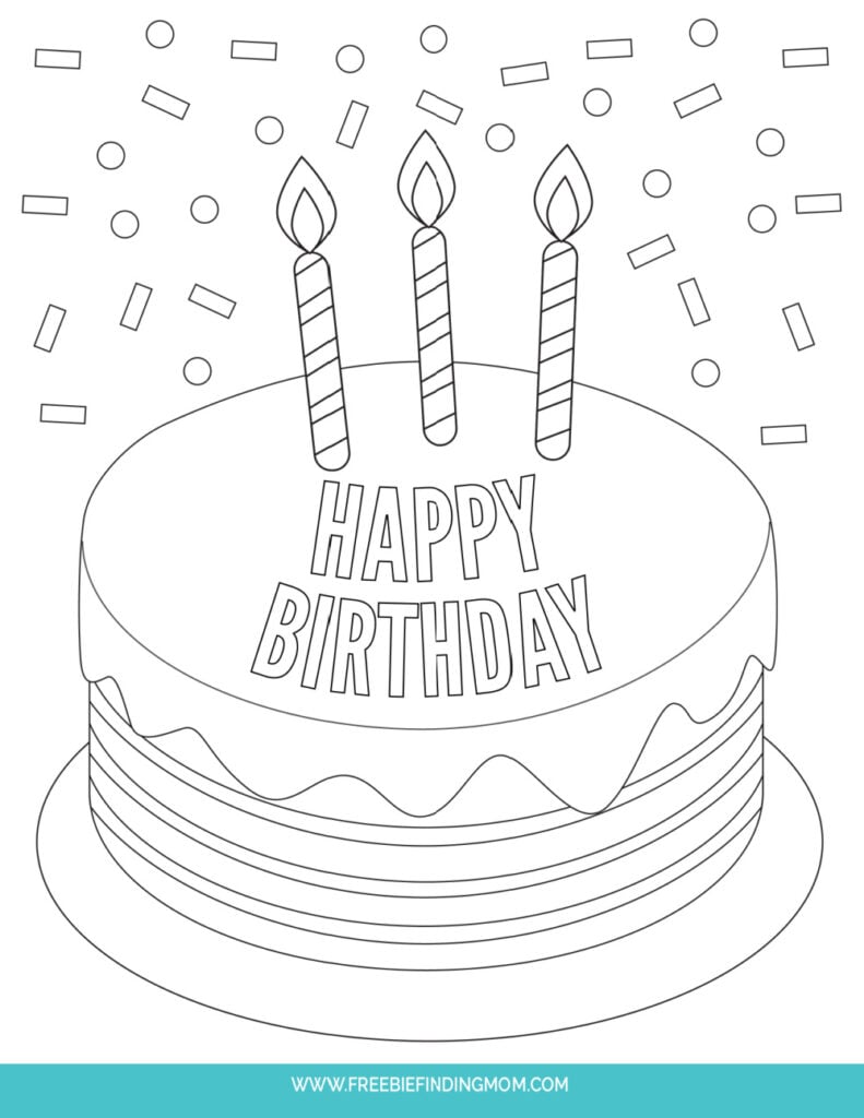 Free printable birthday cake coloring pages