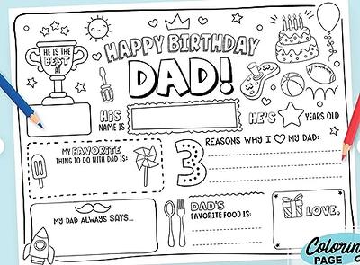 Cjm happy birthday dad coloring page all about dad fill in template fathers birthday activity dads birthday card for kidsperfect craft gift from kids for fathers birthday