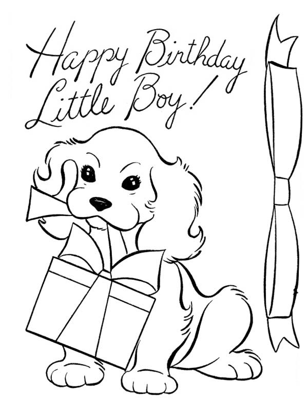 A dog and happy birthday present coloring page color luna birthday coloring pages happy birthday coloring pages coloring pages for boys