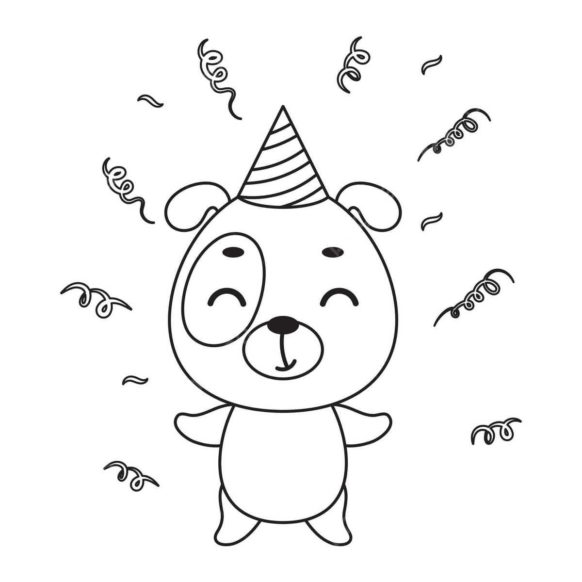 Kids birthday dog coloring page cute animal illustration vector white playful page png and vector with transparent background for free download