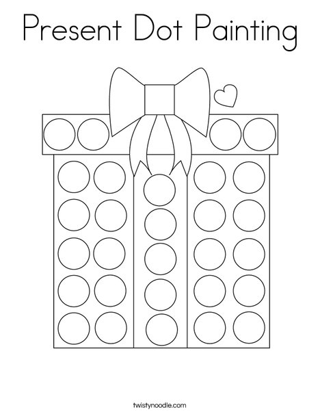 Present dot painting coloring page