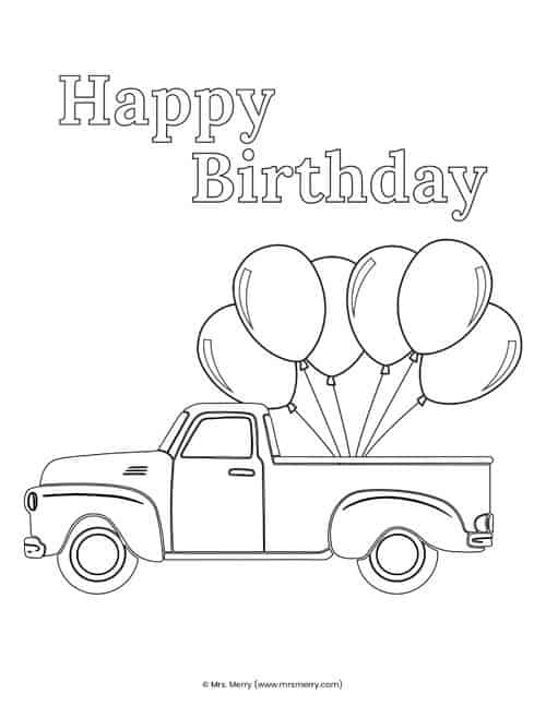 Free happy birthday coloring pages for kids mrs merry