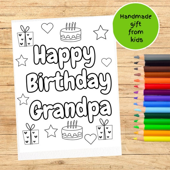Grandpa birthday printable coloring pages for kids diy gift for grandpas birthday from grandkids grandpa birthday card from grandson