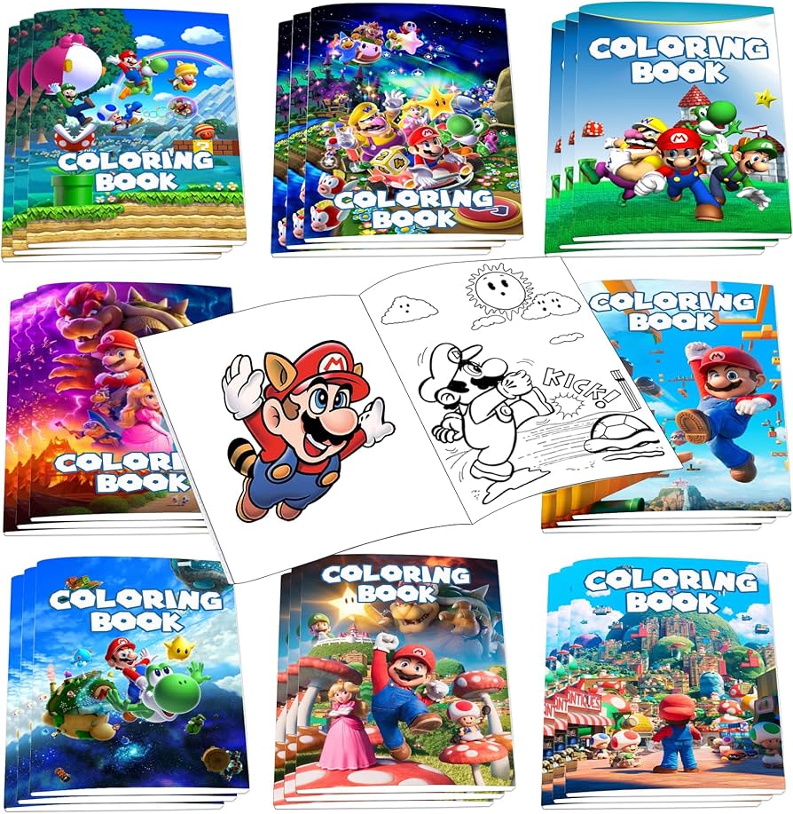 Pcs mario coloring books bulk for kids mini diy drawing book set for mario party favors birthday gifts party favors class activity supplies decorations toys games