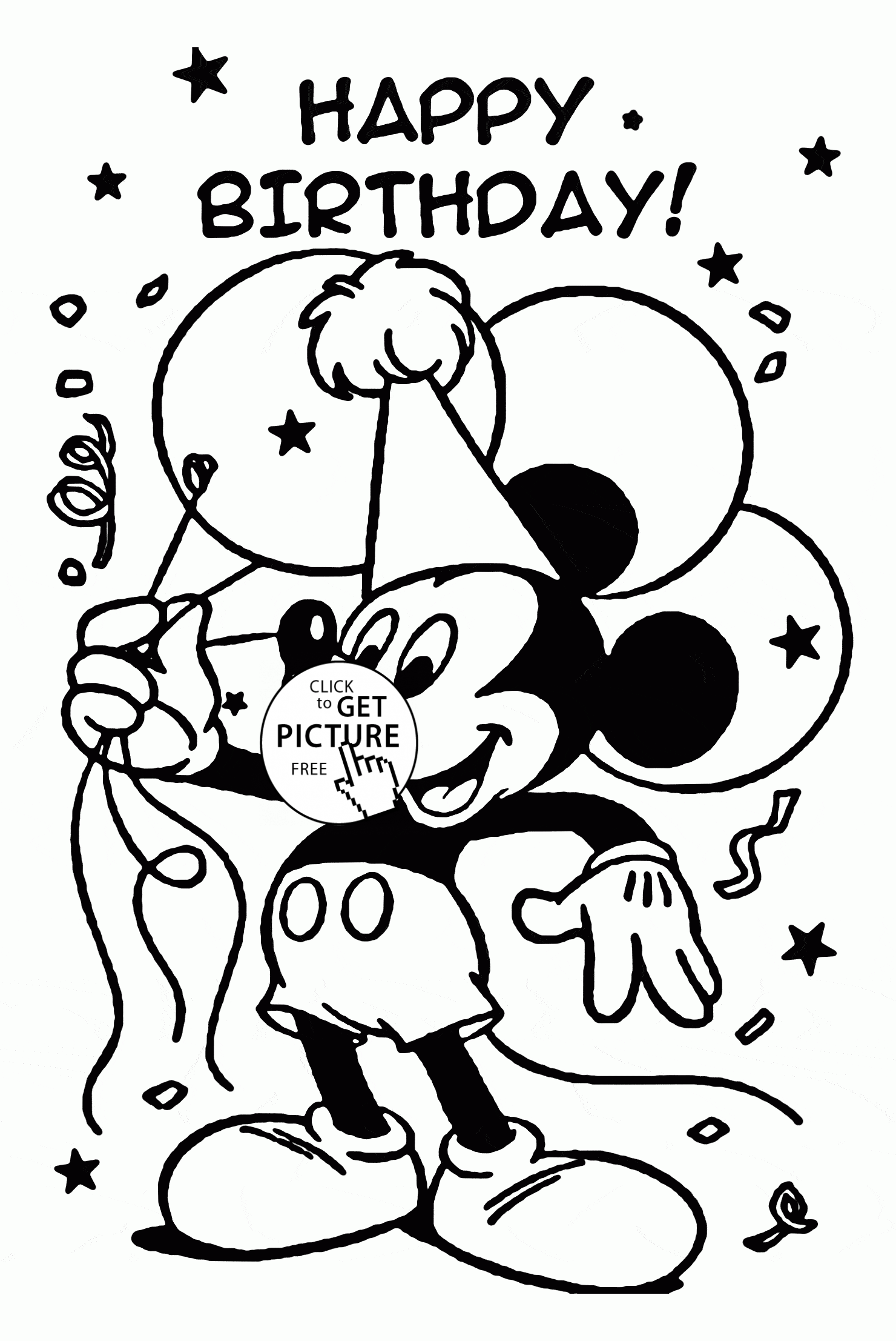Mickey and happy birthday coloring page for kids holiday coloring pages prinâ happy birthday coloring pages birthday coloring pages happy birthday mickey mouse