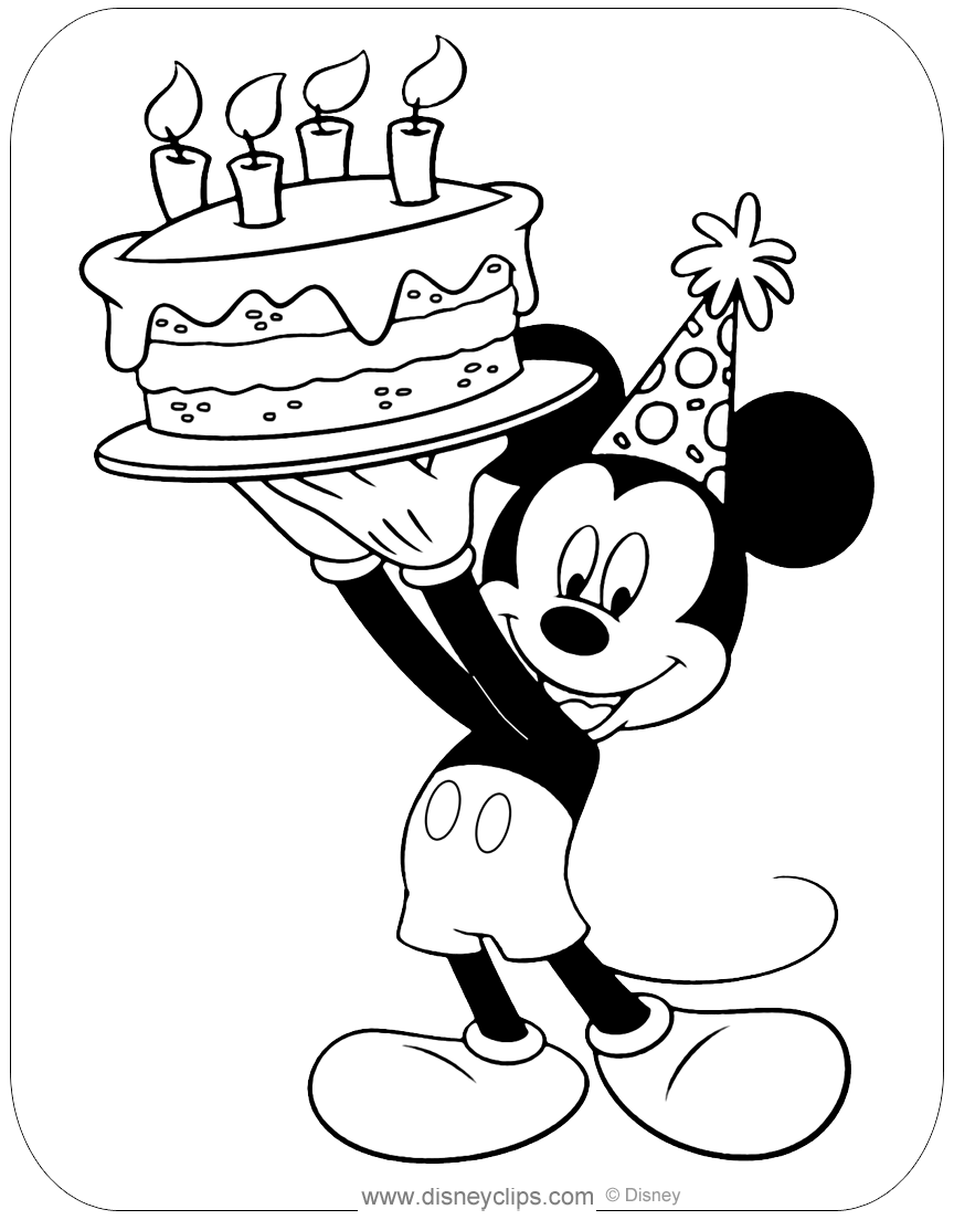 Mickey mouse birthday coloring pages