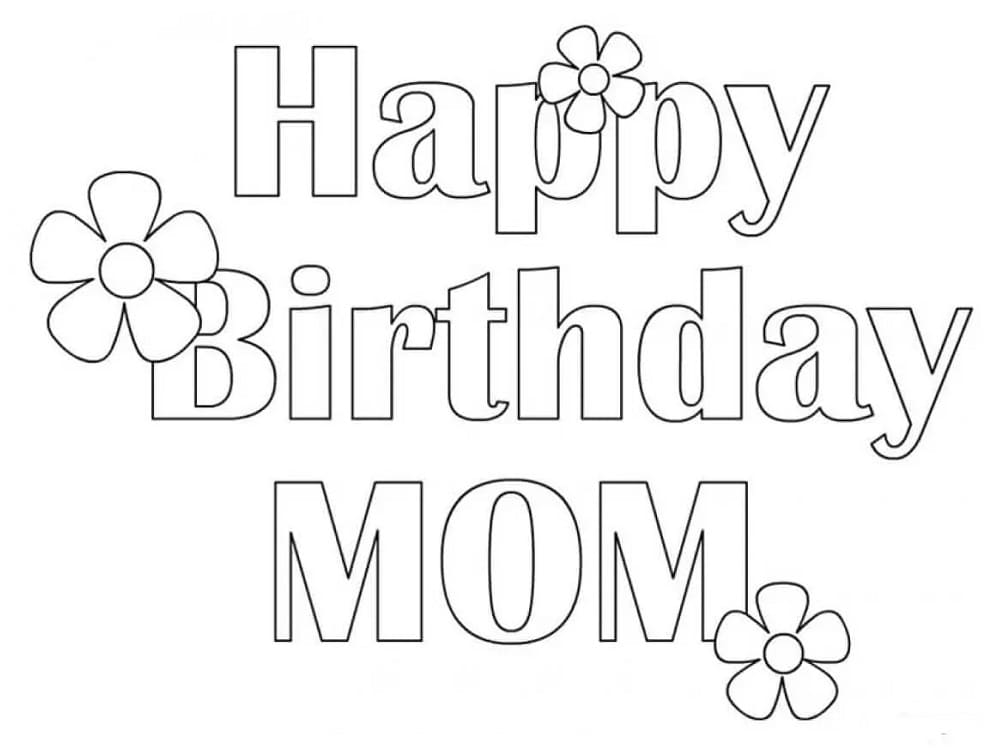 Happy birthday mom coloring page