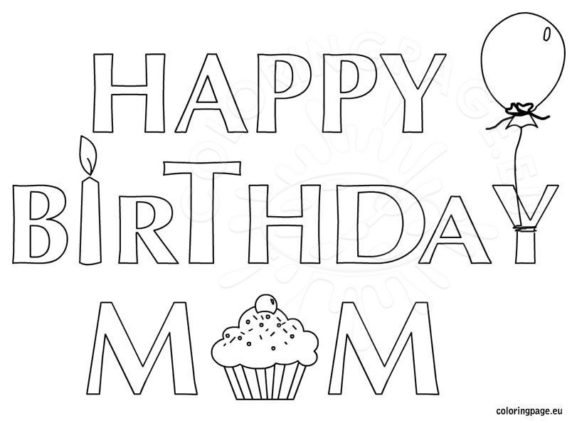 Happy birthday mom coloring page for kids coloring page