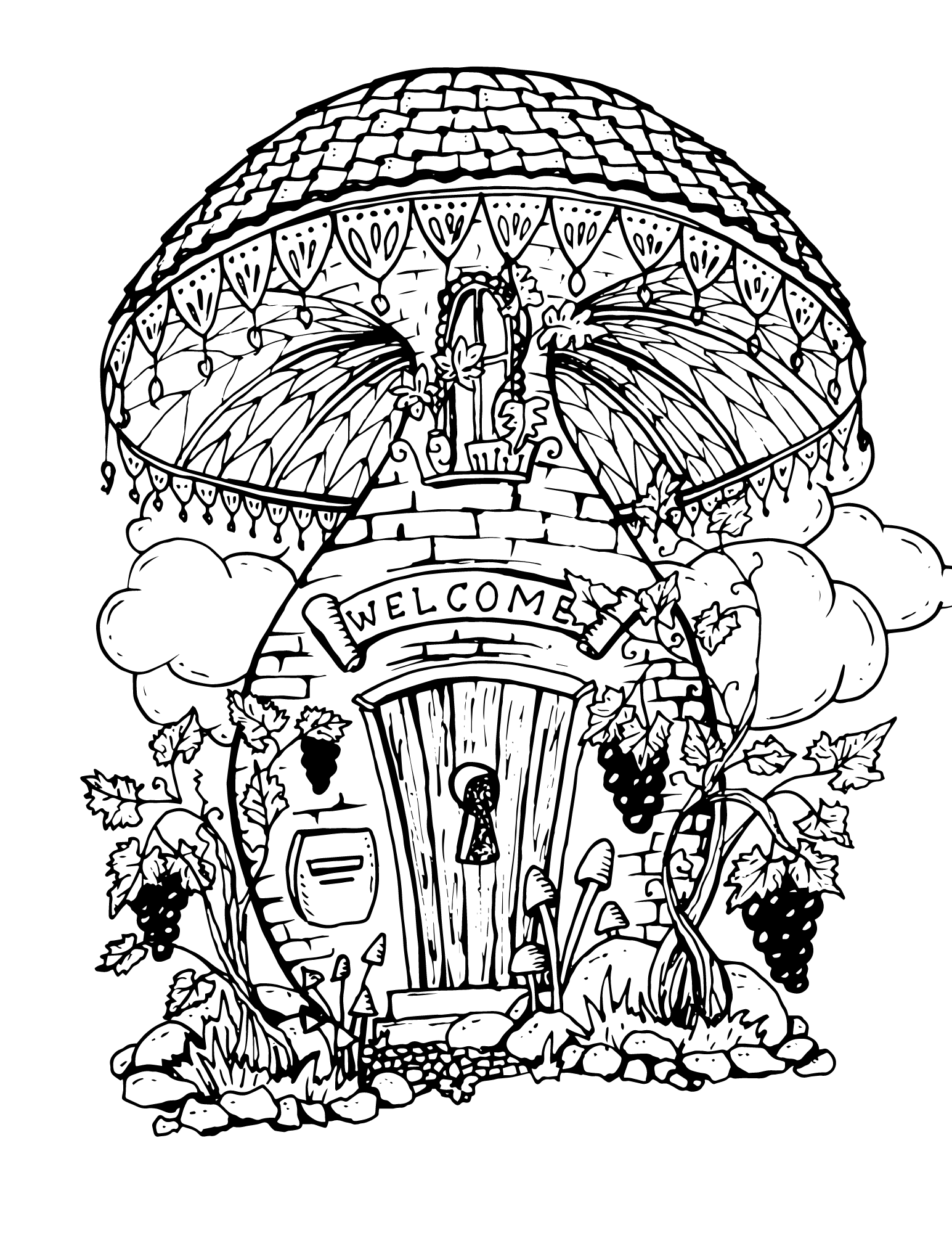 Fun and creative mushroom coloring pages