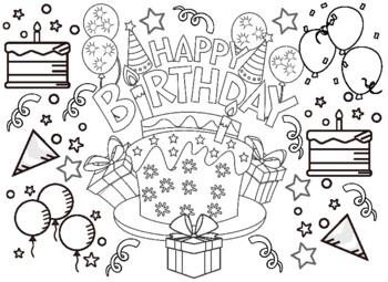 Happy birthday coloring sheet by twinklette tpt