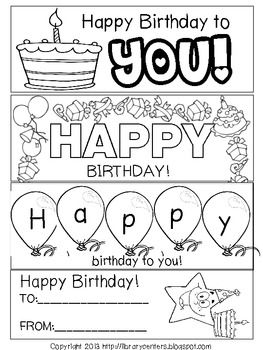 Printable birthday bookmarks to color classroom freebies teacher birthday card student birthdays